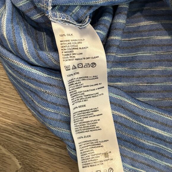 Tommy Bahama 100% Silk Camp Shirt Mens Large Blue Striped Casual Button Down - Picture 6 of 7